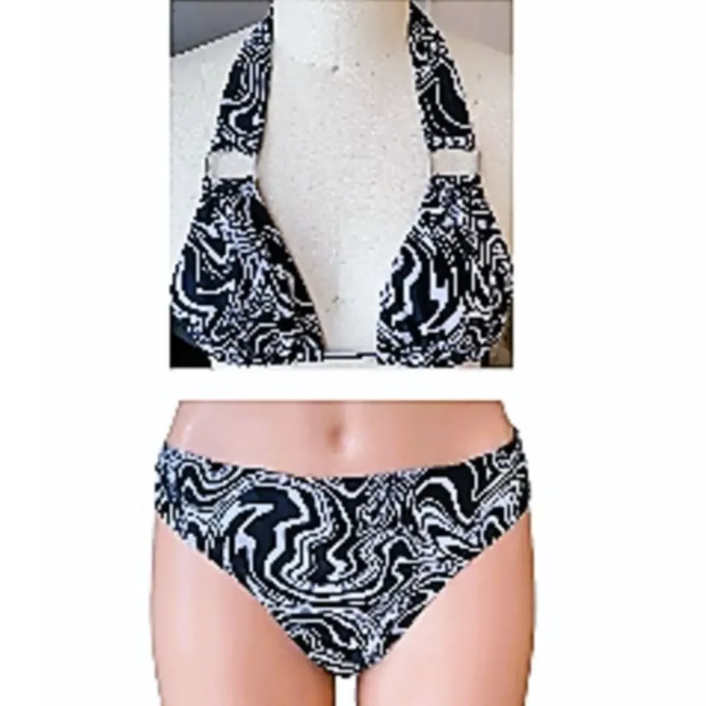 OLD NAVY Bikini 2 Piece Black & White Swimsuit Bathing Suit ~ Women's MEDIUM